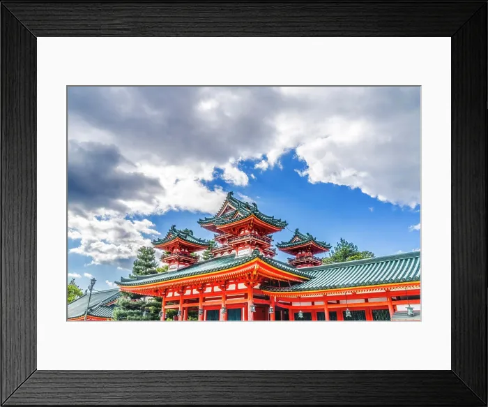 Framed Print : Colorful large red Soryu-ro Blue Dragon Tower