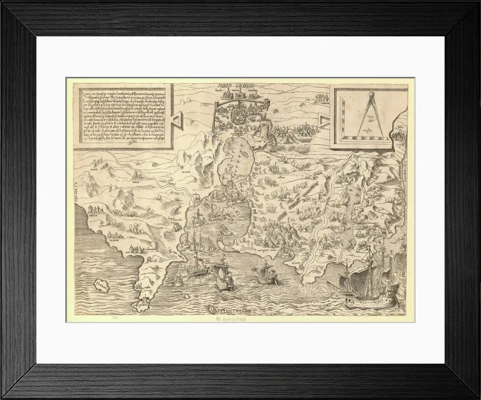 Framed Print : Depicts a map of Tunis, created as a copper engraving by Agostino Veneziano in 1535 Framed Print : Depicts a map of Tunis, created as a copper engraving by Agostino Veneziano in 1535
