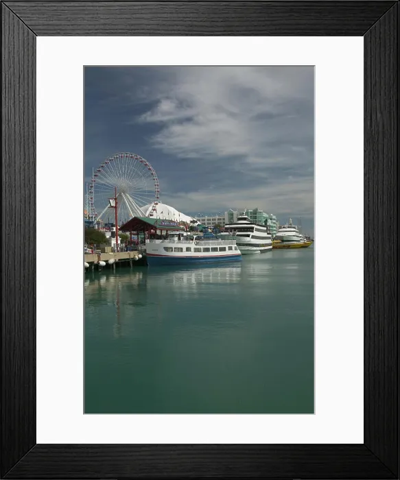 Framed Print : USA, Illinois, Chicago: Navy Pier & Chicago Tour Boats Framed Print : USA, Illinois, Chicago: Navy Pier & Chicago Tour Boats