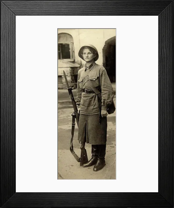 Framed Print : Great Patriotic War. Woman - Warrior of the Red Army, Otsup, Pyotr Adolfovich (1883-1963)