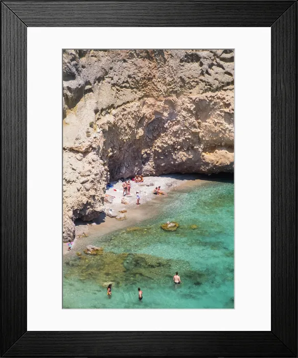 Framed Print : Tsigado Beach with tourists in the turquoise water; Milos Island, Cyclades, Greece Framed Print : Tsigado Beach with tourists in the turquoise water; Milos Island, Cyclades, Greece