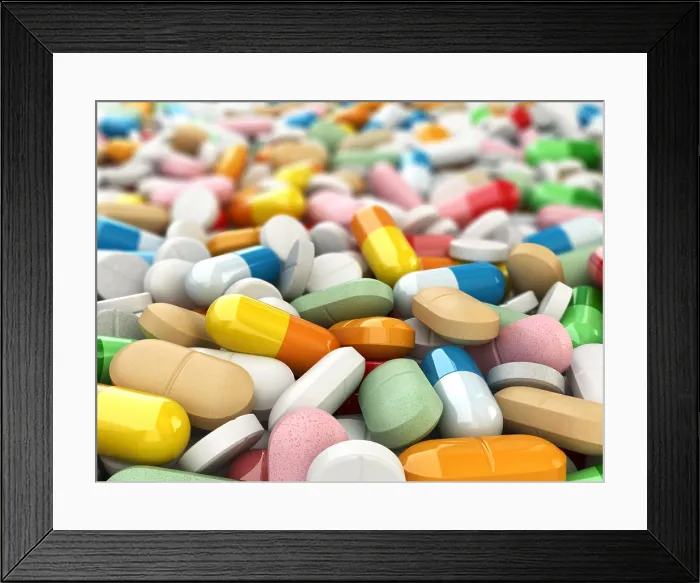 Framed Print : Medicine pills background. Medicine pills background