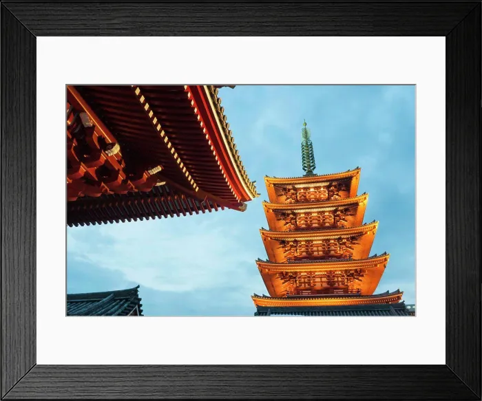 Framed Print : Senso-ji, Buddhist temple, pagoda, at dusk, Asakusa, Tokyo, Japan Framed Print : Senso-ji, Buddhist temple, pagoda, at dusk, Asakusa, Tokyo, Japan