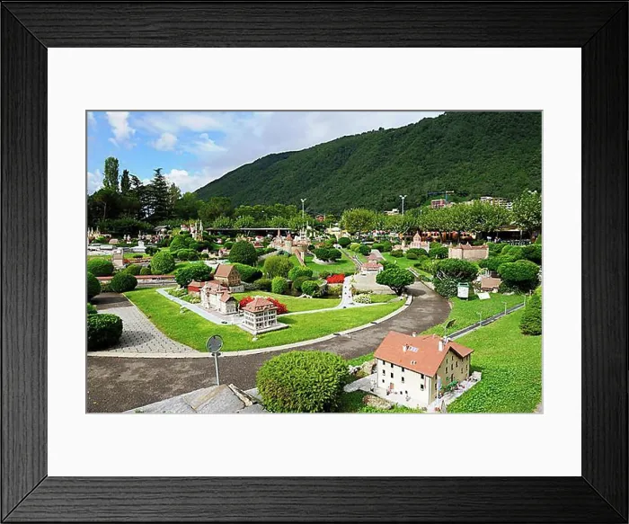 Framed Print : View over Swissminiatur, Melide, Lugano, Ticino, Switzerland, Europe Framed Print : View over Swissminiatur, Melide, Lugano, Ticino, Switzerland, Europe
