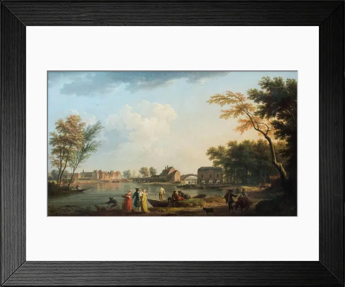 Framed Print : View of the Seine in Nogent-sur-Seine. 1764. (Claude Joseph Vernet 1714 Avignon-Paris 1789)