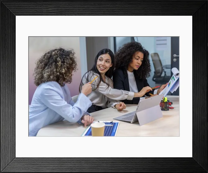 Framed Print : Multi-ethnic Office Workers working business women
