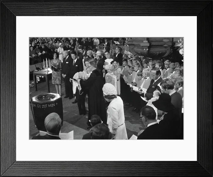 Framed Print : Anefo photo collection. Baptism Prince Pieter Christiaan in Apeldoorn. September 3, 1972. Apeldoorn, Gelderland