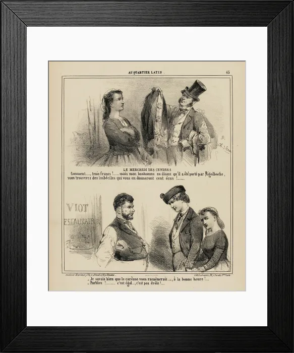 Framed Print : Ashes Wednesday. / 45 (title registered (letter)) | At the Latin Quarter. (Title of all) Framed Print : Ashes Wednesday. / 45 (title registered (letter)) | At the Latin Quarter. (Title of all)