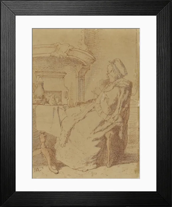 Framed Print : Sitting, knitting old woman at a table Framed Print : Sitting, knitting old woman at a table