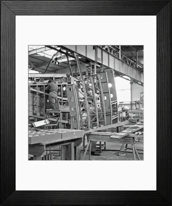 Framed Print : An assembly hall of the Aviolaland aircraft factory in Papendrecht around 1950