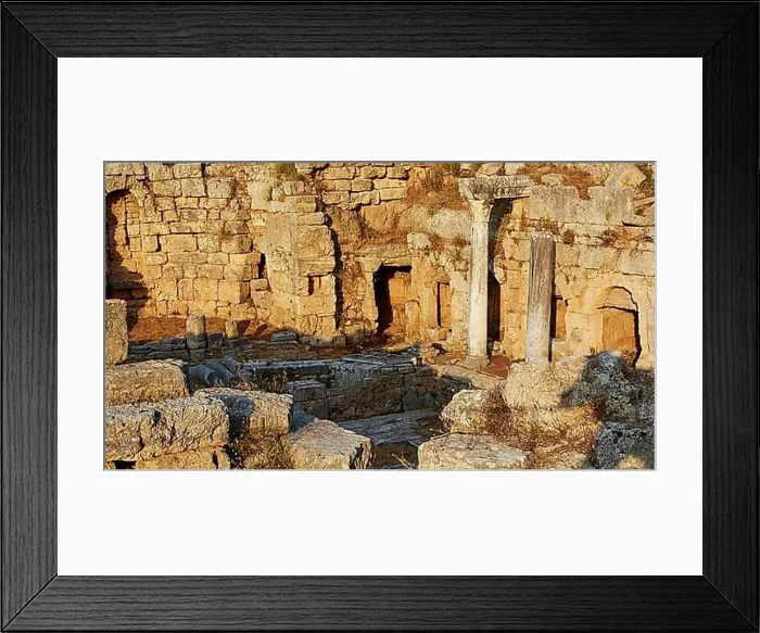 Framed Print : The remains of an ancient columned structure under a sunny sky Framed Print : The remains of an ancient columned structure under a sunny sky