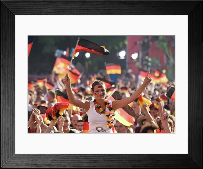 Framed Print : Fans with German flags watching the final game of the football EM on the Berlin fan mile, Berlin, Germany, Europe Framed Print : Fans with German flags watching the final game of the football EM on the Berlin fan mile, Berlin, Germany, Europe