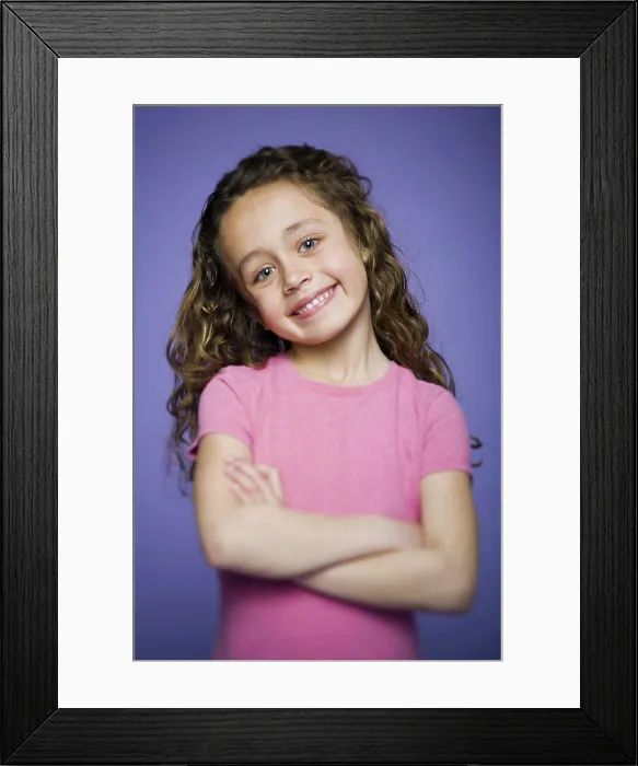 Framed Print : Portrait of a girl standing with her Arms Crossed, Arms Folded Framed Print : Portrait of a girl standing with her Arms Crossed, Arms Folded