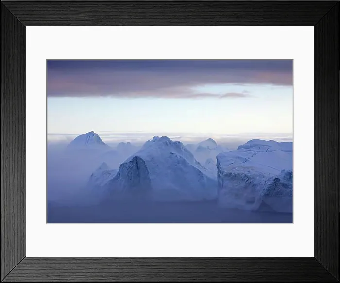 Framed Print : Icebergs in the mist, Kangia Icefjord, Disko-Bay, West-Greenland, Greenland, North America