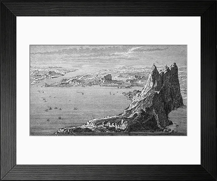 Framed Print : The Strait of Gibraltar in 1880, Historical, digital reproduction of an original from the 19th century Framed Print : The Strait of Gibraltar in 1880, Historical, digital reproduction of an original from the 19th century