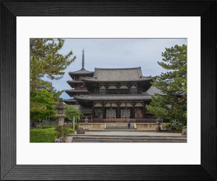 Framed Print : Horyu-j pagoda and shrine in Nara, Japan