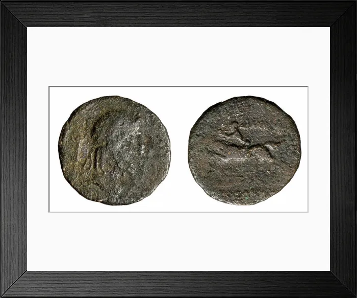 Framed Print : denarius (subaeratus). Calpurnius Piso Frugi, L. (fl. 90 a.C.; 74 a.C.), monetary officer, Republika Rzymska, issuer Framed Print : denarius (subaeratus). Calpurnius Piso Frugi, L. (fl. 90 a.C.; 74 a.C.), monetary officer, Republika Rzymska, issuer