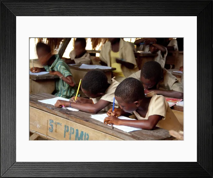 Framed Print : Africa, Togo. Kpalime Valley, Ewe village bush school. Open-air classroom Framed Print : Africa, Togo. Kpalime Valley, Ewe village bush school. Open-air classroom