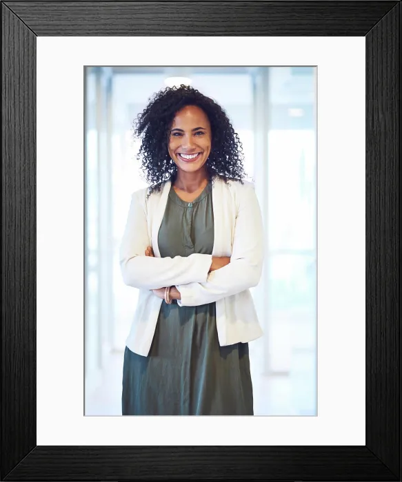 Framed Print : Portrait, business woman and confidence as accountant in office for planning with arms crossed