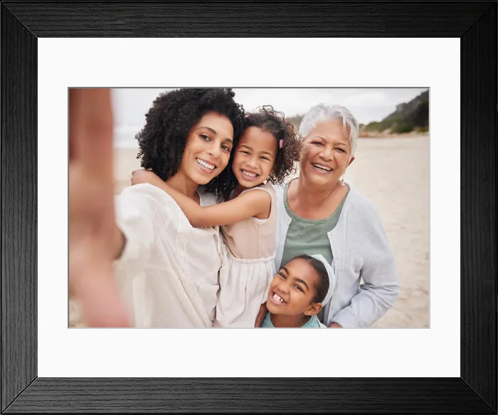 Framed Print : Beach selfie, grandma or mom with happy kids in nature on family holiday vacation taking photograph Framed Print : Beach selfie, grandma or mom with happy kids in nature on family holiday vacation taking photograph