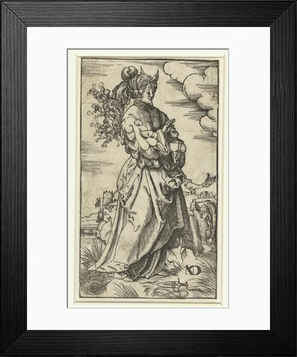 Framed Print : Wise virgin with burning oil lamp in landscape; Five ways and five foolish virgins Framed Print : Wise virgin with burning oil lamp in landscape; Five ways and five foolish virgins
