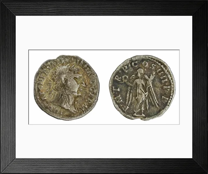 Framed Print : ﻿denarius. Trajan (cesarz rzymski ; 98-117), issuer