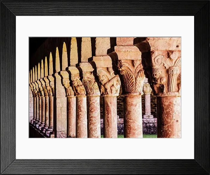 Framed Print : Capitals, 12th century cloister Framed Print : Capitals, 12th century cloister