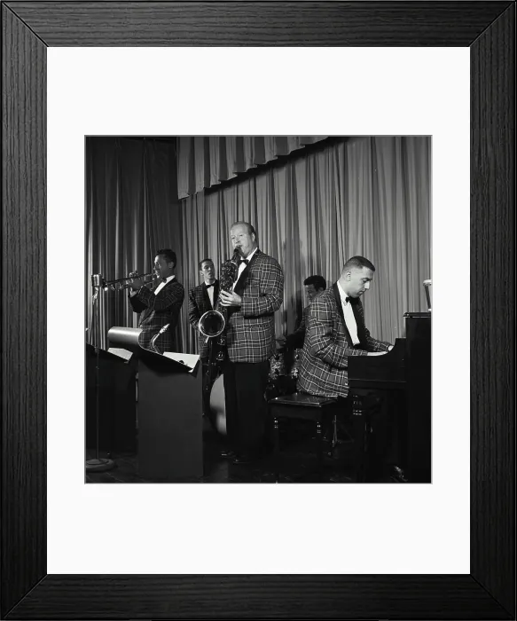 Framed Print : Vintage Photograph. Five piece orchestra performs. Frame 2 Framed Print : Vintage Photograph. Five piece orchestra performs. Frame 2