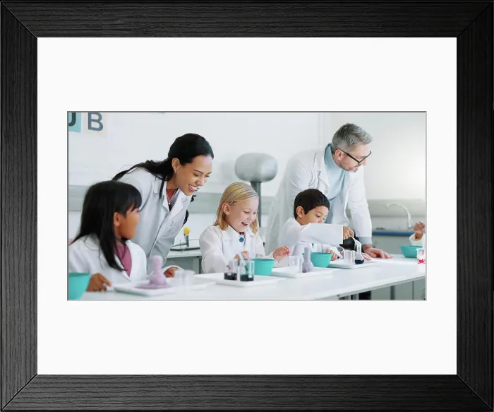 Framed Print : Science, education and students in class with their teachers for learning or to study chemistry Framed Print : Science, education and students in class with their teachers for learning or to study chemistry