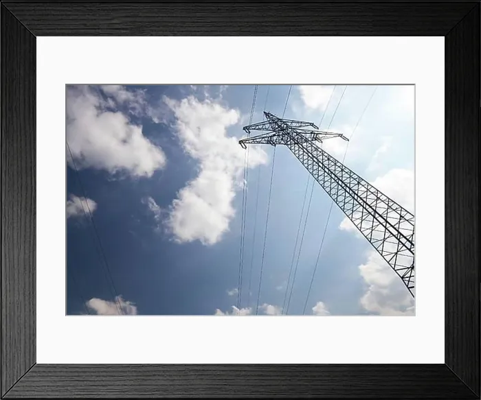 Framed Print : Electrical tower in spring time