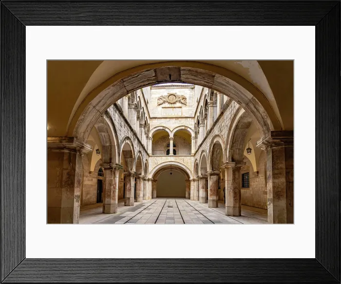 Framed Print : Atrium of Sponza Palace in Dubrovnik, Croatia, Europe