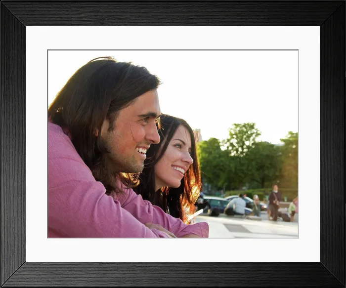 Framed Print : France, Paris, Young couple looking at view Framed Print : France, Paris, Young couple looking at view