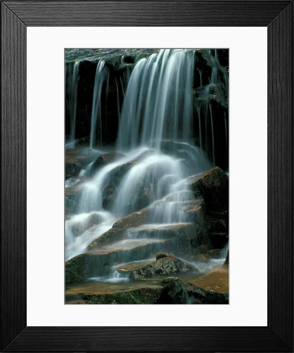 Framed Print : Water tumbles over mossy rock ledge on the West Branch of the Peabody River Framed Print : Water tumbles over mossy rock ledge on the West Branch of the Peabody River