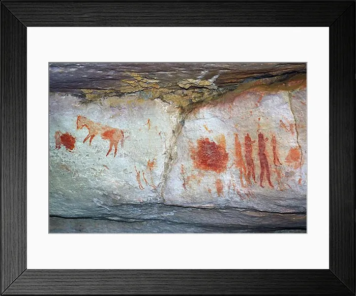 Framed Print : Ancient rock art, drawings of the San people Framed Print : Ancient rock art, drawings of the San people