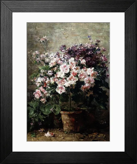 Framed Print : A Floral Composition Hubert Bellis (1831-1902 Belgian)