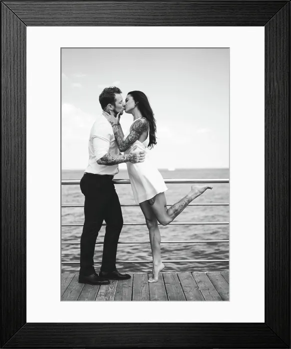 Framed Print : Guy and girl on the sea pier Guy and girl on the sea pier posing on the camera Framed Print : Guy and girl on the sea pier Guy and girl on the sea pier posing on the camera