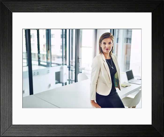 Framed Print : Professional, woman and portrait of happy accountant for investment