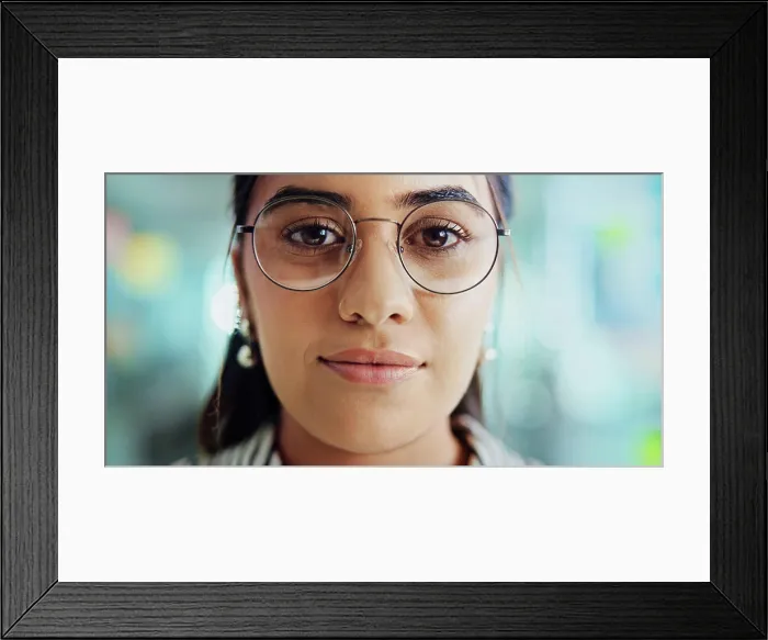 Framed Print : Creative, office and portrait of business woman with glasses for pride
