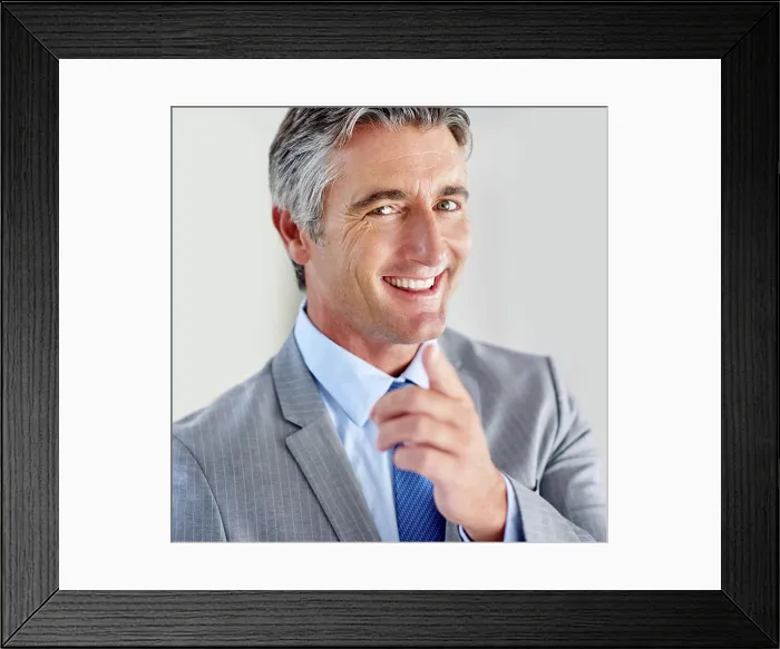 Framed Print : Studio, portrait and businessman with pointing for choice Framed Print : Studio, portrait and businessman with pointing for choice