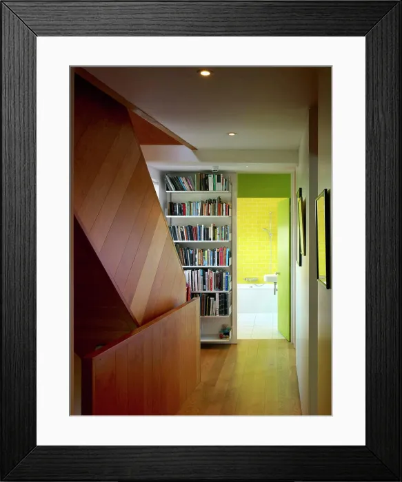 Framed Print : Stair, bookcase, bathroom. Ellingford Rd, London, United Kingdom. Architect: cassion castle architects, 2012 Framed Print : Stair, bookcase, bathroom. Ellingford Rd, London, United Kingdom. Architect: cassion castle architects, 2012