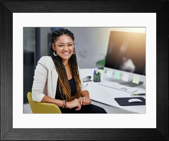 Framed Print : Portrait, business and woman at desk Framed Print : Portrait, business and woman at desk
