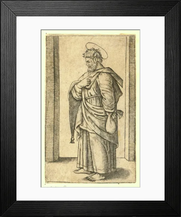 Framed Print : This copper engraving from 1510-1527 depicts Saint Matthew