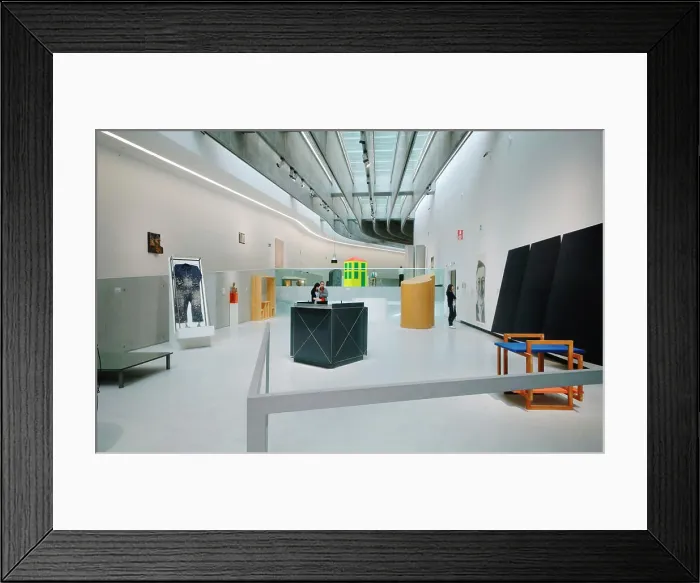 Framed Print : Maxxi, Rome, Italy. Architect: Zaha Hadid, 2009. Interior of exhibition space, works by artist Michelangelo Pistoletto Framed Print : Maxxi, Rome, Italy. Architect: Zaha Hadid, 2009. Interior of exhibition space, works by artist Michelangelo Pistoletto