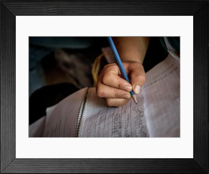 Framed Print : Woman does booking for a cooperative's business; Ejido Hidalgo, San Luis, Mexico Framed Print : Woman does booking for a cooperative's business; Ejido Hidalgo, San Luis, Mexico