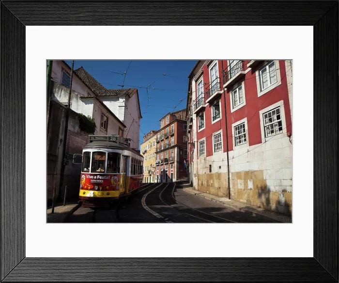 Framed Print : Europe, Portugal, Lisbon. Traditional yellow tram in Lisbon