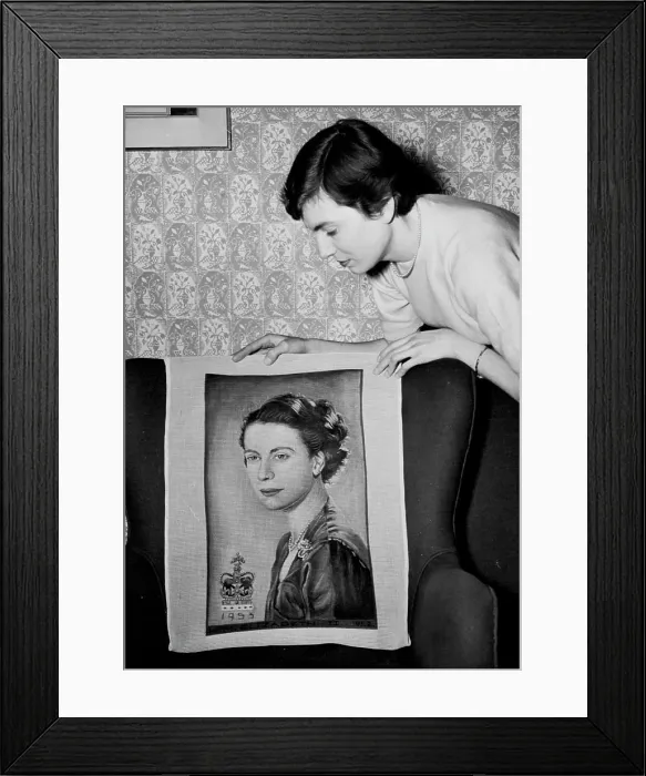 Framed Print : Tapestry Portrait Among Coronation Souvenirs