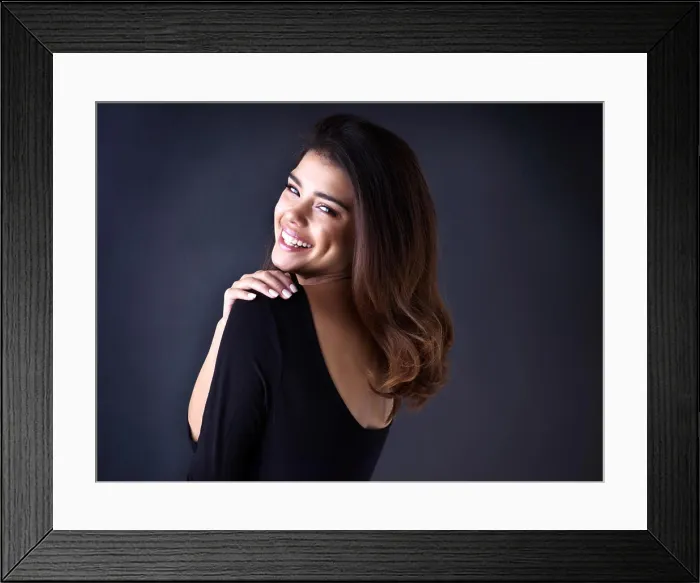 Framed Print : Studio, portrait and woman for hair care Framed Print : Studio, portrait and woman for hair care