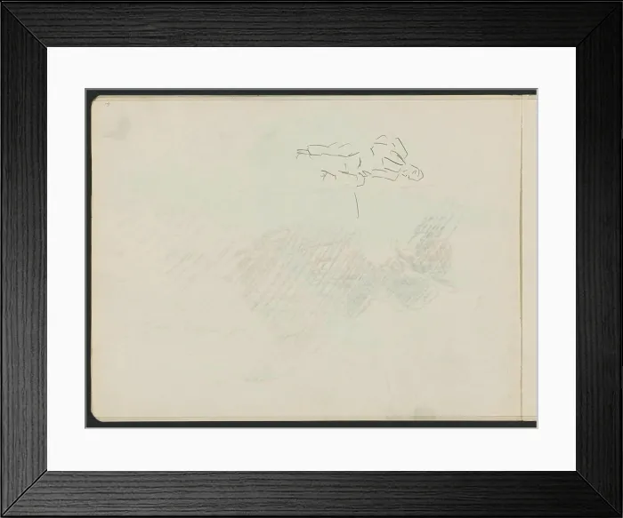 Framed Print : Man with raised leg. He may run on a staircase. Leaf 2 Verso from sketchbook XVII with 31 sheets