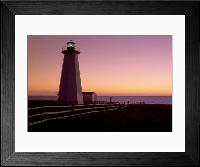 Framed Print : lighthouse, sunrise, sunset, Newfoundland