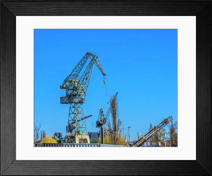 Framed Print : Cranes, Solidarity Square, Gdansk, Poland. Site 1970's 1980's Solidarity Strike led to Polish freedom Framed Print : Cranes, Solidarity Square, Gdansk, Poland. Site 1970's 1980's Solidarity Strike led to Polish freedom